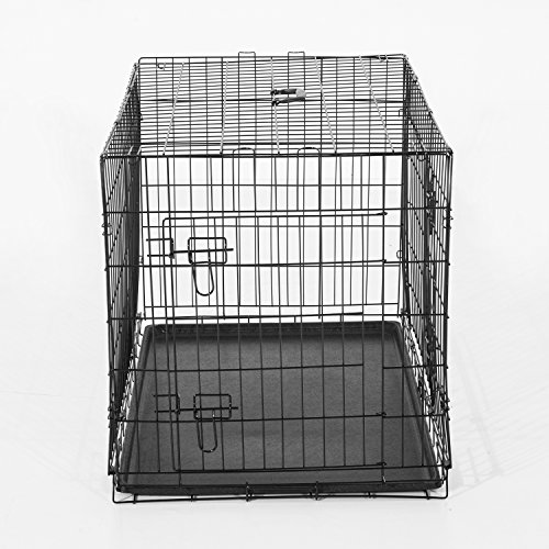 Pawhut Transportin Perros 106x71x76 cm 2 Puertas Jaula con Asa Transporte Reja de Alambre de Hierro