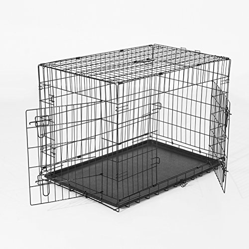 Pawhut Transportin Perros 106x71x76 cm 2 Puertas Jaula con Asa Transporte Reja de Alambre de Hierro