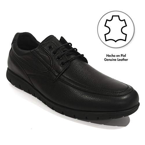 PAYMA - Zapatos de Trabajo, Uniforme y Hostelería de Piel para Hombre. Hechos en España. Acolchados. Repelentes al Agua. Suela de Goma de Caucho. Ideal Camareros, Uniformes. con/Sin Cordones y Velcro