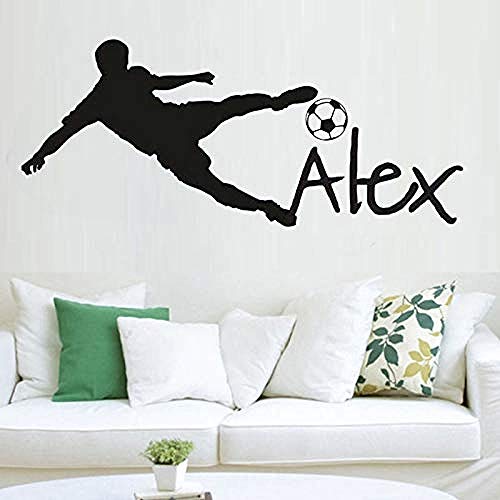 Pegatina de pared con nombre personalizado de deportes de fútbol de 57X130 cm, decoración del hogar, calcomanía extraíble, póster de pared impermeable, papel pintado de vinilo de material de PVC