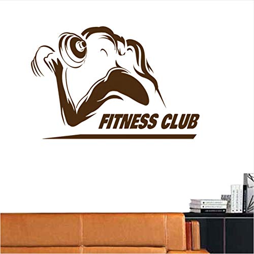 Pegatinas De Pared Dumbbells Gym Nombre Chica Fitness Crossfit Body-Building Posters Vinilo Tatuajes De Pared Parede Decor Gym H Tamaño 15X22In Acabado (39X58Cm)