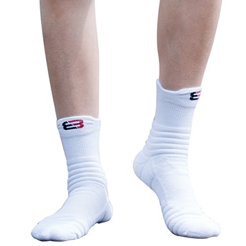 Pelisy Calcetines Hombres 6 Pares Deportivos Transpirables Algodon para Ciclismo Running Blanco