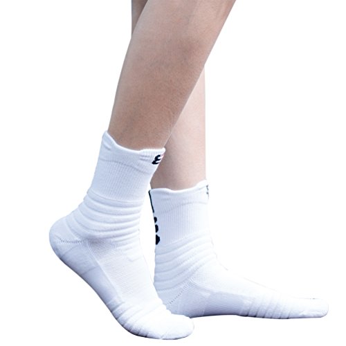 Pelisy Calcetines Hombres 6 Pares Deportivos Transpirables Algodon para Ciclismo Running Blanco