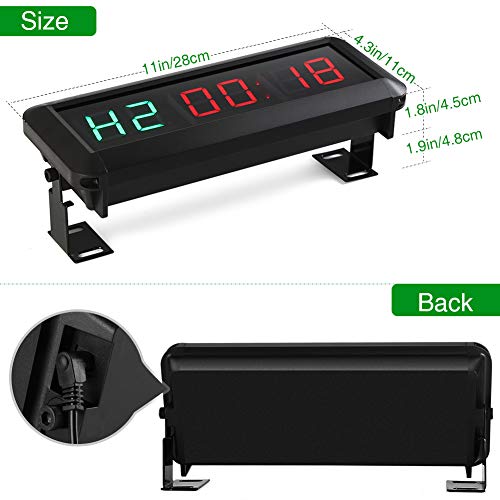 PELLOR Temporizador con Pantalla LED, Reloj de Pared 6Dígitos LED Temporizador de Intervalos, Reloj en Tiempo Real de 12/24 Horas, Gym Temporizador con Control Remoto (Volumen Ajustable)