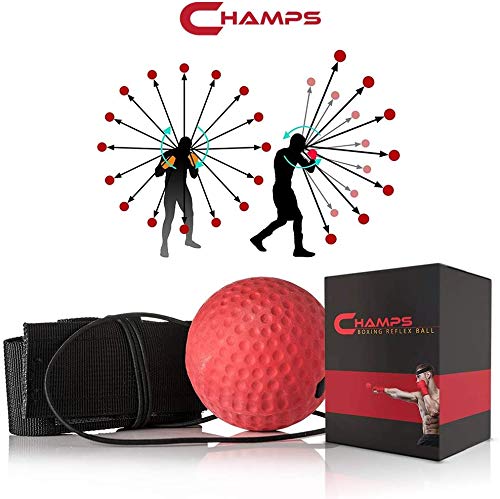 Pelota para Entrenamiento de Reflejos Champs – Equipo Boxeo MMA Velocidad de Lucha, Velocidad de Reacción, Coordinación de Ojos y Manos Entrenamiento Alternativo de Reflejos (Pro)