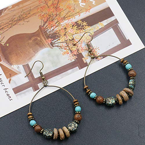 Pendientes Bohemian Big Circle Hook Mujeres Moda Faux Turquesa Turquesa Earrings