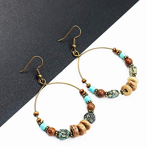 Pendientes Bohemian Big Circle Hook Mujeres Moda Faux Turquesa Turquesa Earrings