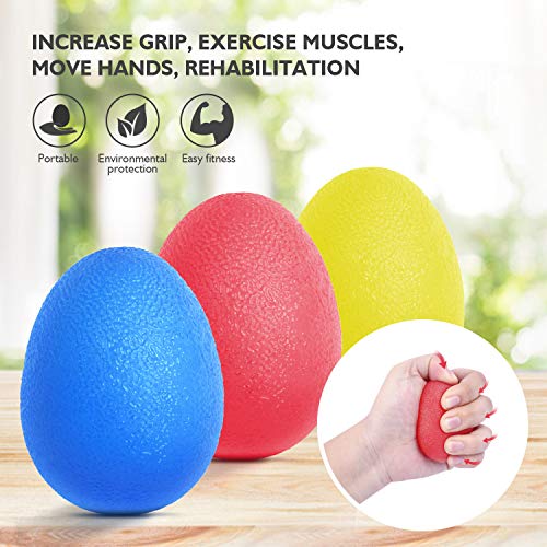 Peradix 3 Piezas Anti estrés Bolas, Fortalecedores de Mano, Pelota de Agarre - Huevo para Ejercicios y Rehabilitación Fortalecimiento de Manos y Dedos (3 Niveles de Resistencia)