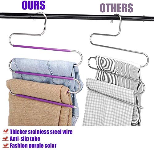 Percha para Pantalones, 6 Unidades de Perchas para Pantalones, Space Saver, Tipo S, Perchas, Pantalones, Jeans, Bufandas, Toallas