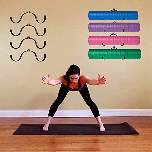 Perchas multiusos (ajustables) para esterilla de yoga/ejercicio, soporte de pared para colgar bloques de yoga, toallas, rodillos de espuma, esterillas de gimnasio, yoga, fisio, soporte de estudio