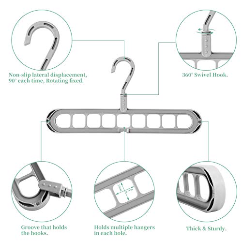 Perchas Ropa Organizador,Abertura en Forma de S, Gancho Giratorio 360ºPerchas de Armario Multifuncionales mágico para Ahorrar Espacio,Plástico Resistente Percha de Ahorro de Almacenamiento Plegables