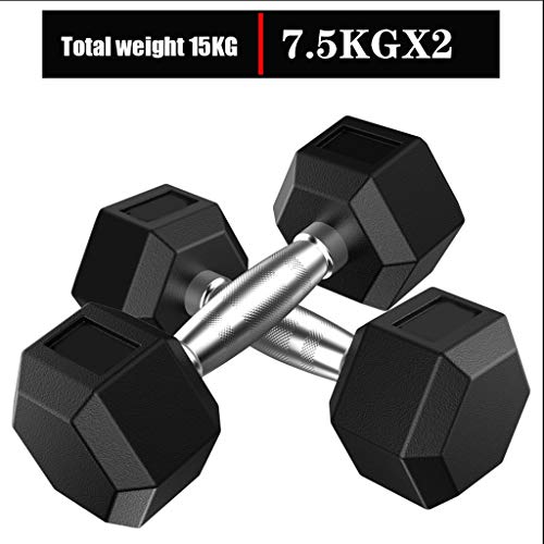 Pesa de Gimnasia Barra de 2 piezas de goma hexagonal con mancuernas de hierro sólido hexagonal con mancuernas de gimnasio / entrenamiento familia Barra Disco cuerpo de 5 kg, 10 kg, 15 kg, 20 kg Combin