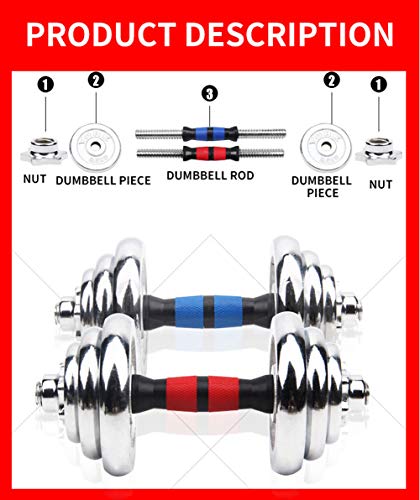 Pesas Ajustables de 15KG/20KG/30KG Mancuernas de Fitness, Barras de Pesas de galvanoplastia Mancuernas de Gimnasio Juego de Mancuernas para Hombres construcción de Cuerpo en casa,20KG