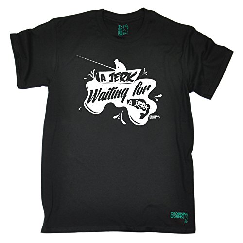 Pesca Premium Pesca Pesca Deportes - Hombre Un Jerk Esperando Camiseta/Ropa Moda Divertida Novedad Hombre Negro Negro ( S