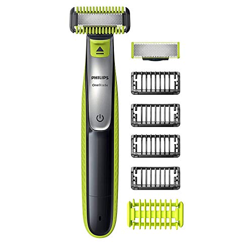 Philips QP2630/30 OneBlade Cara + Cuerpo - Recortador de Barba Recargable con Peine-guía para el Cuerpo, 4 Peines-guía para Barba de 1,2,3 y 5 mm, Uso en Seco y Húmedo