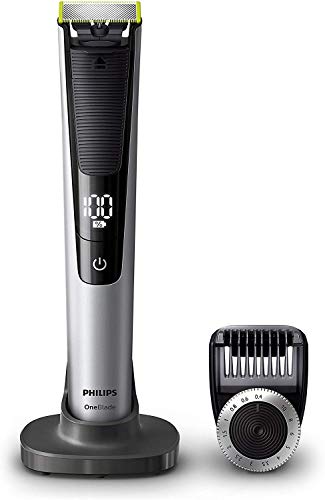 Philips QP6520/30 OneBlade Pro - Recortador de barba con peine de precisión de 14 longitudes y base de carga, recorta, perfila y afeita, recargable
