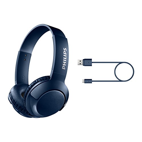 Philips SHB3075BL - Auriculares Inalambricos (con micrófono, aislantes de ruido, plegables, 12 h dereproducción) azul