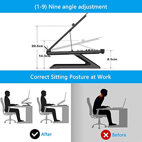 Phiraggit Soporte de Soporte para computadora portátil, Elevador portátil Ajustable en Altura para computadora portátil, Bandeja de Soporte de disipación de Calor para computadora portátil