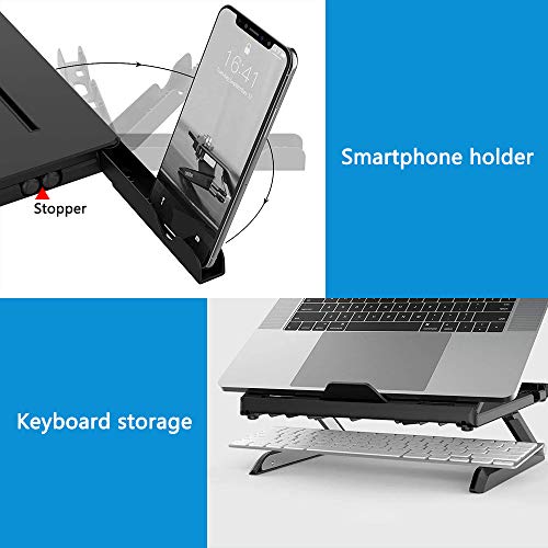 Phiraggit Soporte de Soporte para computadora portátil, Elevador portátil Ajustable en Altura para computadora portátil, Bandeja de Soporte de disipación de Calor para computadora portátil