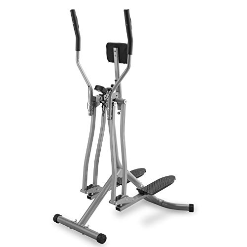 Physionics Bicicleta Elíptica - con Pantalla LCD, Pulsómetro y Soporte Abdominal, de Acero - Cross-Trainer, Máquina de Correr, Air Walker, Caminador, Stepper