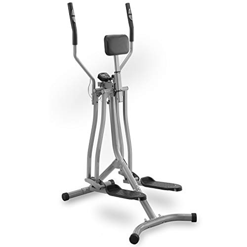 Physionics Bicicleta Elíptica - con Pantalla LCD, Pulsómetro y Soporte Abdominal, de Acero - Cross-Trainer, Máquina de Correr, Air Walker, Caminador, Stepper