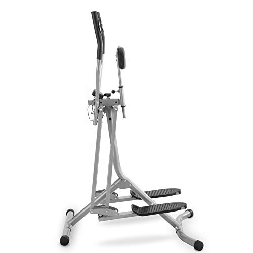 Physionics Bicicleta Elíptica - con Pantalla LCD, Pulsómetro y Soporte Abdominal, de Acero - Cross-Trainer, Máquina de Correr, Air Walker, Caminador, Stepper