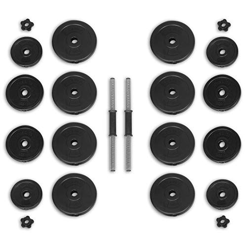 Physionics Juego de 2 Mancuernas de Fitness de 30 kg (2 x 15 kg) Pesas Musculación Discos y Barras