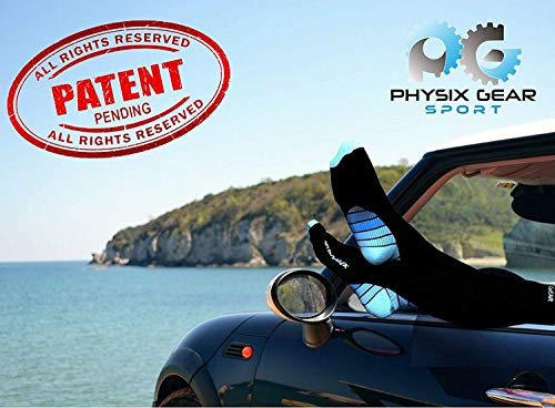 Physix Gear Sport Calcetines de compresión, los Mejores Calcetines compresión Mujer y Hombre para el Dolor de pies y Gemelos, Medias de compresión Hombre y Mujer, 1 par, L/XL, Negro/Azul