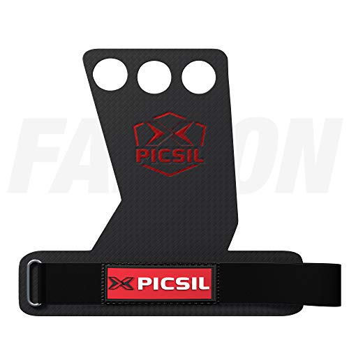 PicSil Calleras Falcon para Cross Training Grips 3 Agujeros Agarre y Protector de Mano o Guantes para Gimnasia Unisex para Hombres y Mujeres en Deportes de Fitness Halterofilia (Talla S, 3H)