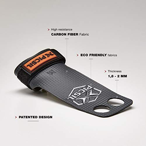 PicSil Calleras RX Carbon para Cross Training 2 Agujeros Agarre y Protector de Mano o Guantes para Gimnasia Unisex para Hombres y Mujeres en Deportes Calistenia Halterofilia (Talla M, Naranja)