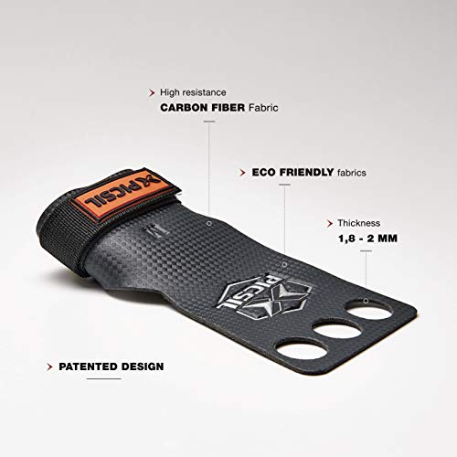 PicSil Calleras RX Carbon para Cross Training 3 Agujeros Agarre y Protector de Mano o Guantes para Gimnasia Unisex para Hombres y Mujeres en Deportes Calistenia Halterofilia (Talla M, Naranja)