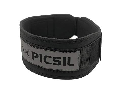 PicSil Cinturón Lumbar de Inmersión para Culturismo Musculación & Halterofilia Levantamiento de Peso en Cross Training Box Entrenamiento Powerlifting Gym para Hombres y Mujeres (Color Black, Size XL)