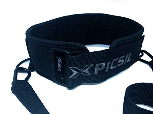 PicSil Cinturón para Pesas Musculación con Lastre, Dip Belt, para Cross Training, Fitness orientado a Profesionales Hombres y Mujeres del Fitness (Talla M - Medium)