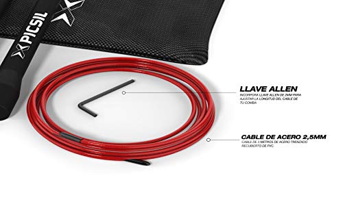 PICSIL Comba ABS Cuerda de Saltar Ligera 28grs de Plástico ABS PVC Pintura Resistente Cable Ajustable 25mm para Alta Velocidad orientada Profesionales Hombres y Mujeres Fitness y Cross Training (Roja)