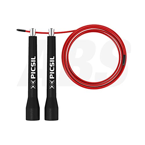 PICSIL Comba ABS Cuerda de Saltar Ligera 28grs de Plástico ABS PVC Pintura Resistente Cable Ajustable 25mm para Alta Velocidad orientada Profesionales Hombres y Mujeres Fitness y Cross Training (Roja)