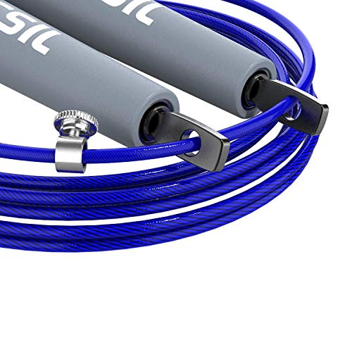 PICSIL Comba ABS Cuerda de Saltar Ligera 28grs de Plástico ABS PVC Pintura Resistente Cable Ajustable 25mm para Alta Velocidad orientada Profesionales Hombres y Mujeres Fitness y Cross Training (Azul)