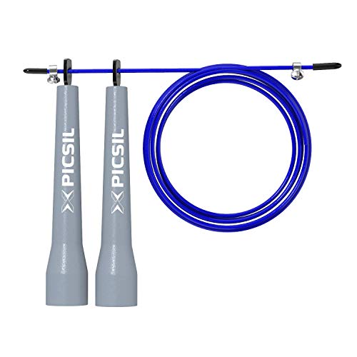 PICSIL Comba ABS Cuerda de Saltar Ligera 28grs de Plástico ABS PVC Pintura Resistente Cable Ajustable 25mm para Alta Velocidad orientada Profesionales Hombres y Mujeres Fitness y Cross Training (Azul)