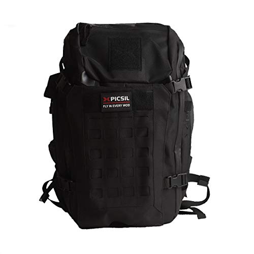 PicSil Mochila Militar de Asalto Impermeable 40L de Capacidad Mochila Táctica Militar Nylon 600D Múltiples Bolsillos para Senderismo Montañismo Caza Trekking Profesionales Hombres y Mujeres (Negro)