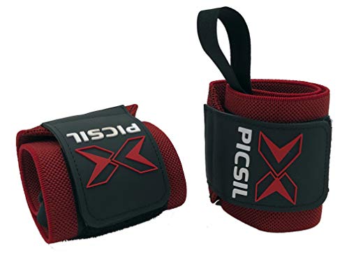 PICSIL Muñequeras Deportivas Unisex para Hombre y Mujer Vendas de Algodón 18” Aptas para Gimnasio o Box Uso en Actividades Fitness Weightlifting Deadlifting Calistenia Halterofilia y Musualción.