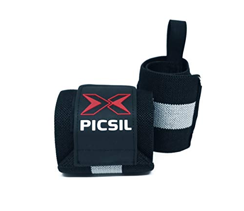 PICSIL Muñequeras Deportivas Unisex para Hombre y Mujer Vendas de Algodón 18” Aptas para Gimnasio o Box Uso en Actividades Fitness Weightlifting Deadlifting Calistenia Halterofilia y Musualción.