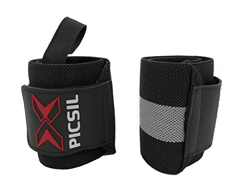 PICSIL Muñequeras Deportivas Unisex para Hombre y Mujer Vendas de Algodón 18” Aptas para Gimnasio o Box Uso en Actividades Fitness Weightlifting Deadlifting Calistenia Halterofilia y Musualción.