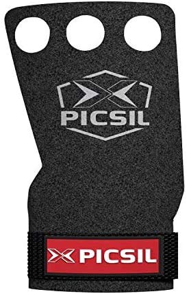 PICSIL Raven 3H Calleras para Cross Training Grips 3 Agujeros Agarre y Protector de Mano o Guantes para Gimnasia Unisex para Hombres y Mujeres en Deportes Fitness Halterofilia (Talla XL, Marrón)