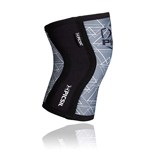 PICSIL Rodillera Deportiva Neopreno 5mm- Rodilleras Compresión Cinta rotuliana Faja Tubular para Hombres y Mujeres del Fitness y Cross Training Evita Lesiones (Grey&Triangles; Small)