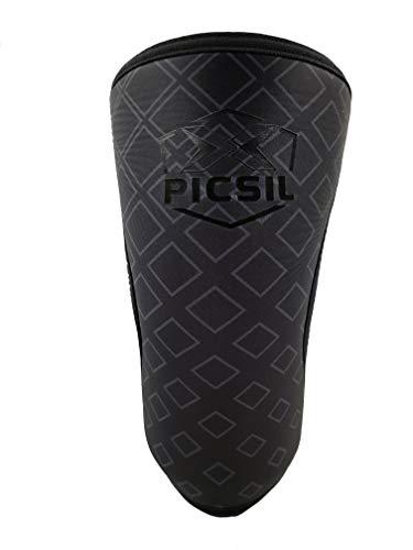 PICSIL Rodillera Deportiva Neopreno 7mm- Rodilleras Compresión Cinta rotuliana Faja para Pierna o Faja Tubular para Hombres y Mujeres Fitness y Cross Training Evita Lesiones (Black&Square; Small)