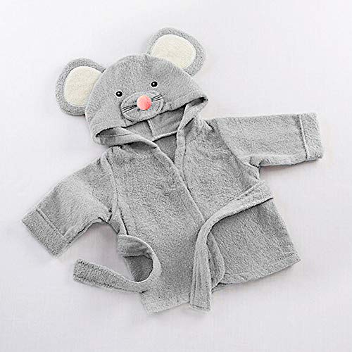 Pijama de bebé de gran calidad, suave, cómodo, con dibujos, toalla de baño con capucha, envoltorio de albornoz, artículos para bebé (s, gris)