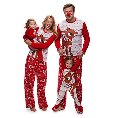 Pijamas Dos Piezas Familiares de Navidad, Conjuntos Navideños de Algodón para Mujeres Hombres Niño Bebé, Ropa para Dormir Otoño Invierno Sudadera Chándal Suéter de Navidad-Hombre