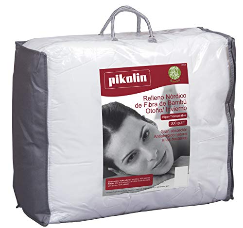 Pikolin Home - Edredón de fibra, funda en bambú. Otoño/Invierno 300gr/m². 150x220cm-Cama de 80/90