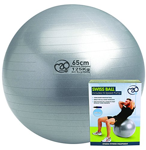 Pilates-Mad FBALL100 Yoga Ejercicio Swiss Fitness Ball, Unisex Adulto, Plata, 65cm