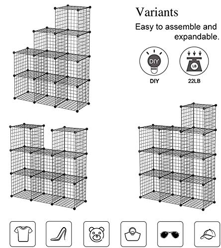 PILIN Organizador de Cubos de Almacenamiento de Alambre de Metal Negro | Productos para Mascotas Cerca de Patio de Alambre de Metal portátil (36 PCS)