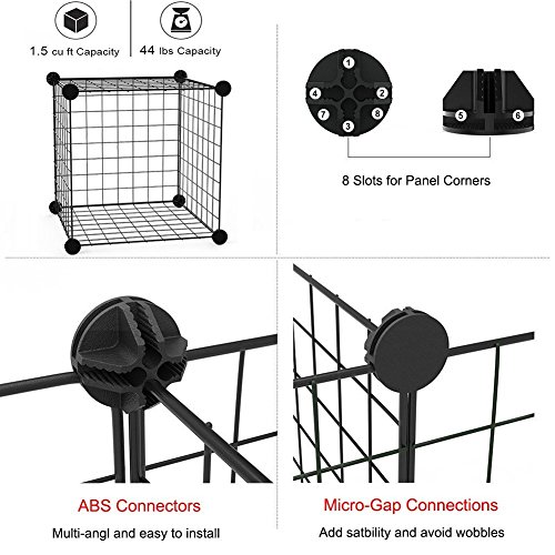 PILIN Organizador de Cubos de Almacenamiento de Alambre de Metal Negro | Productos para Mascotas Cerca de Patio de Alambre de Metal portátil (36 PCS)